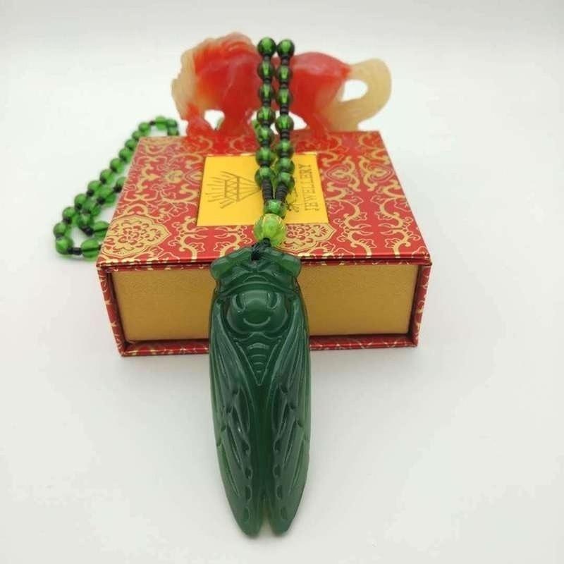 1 Pcs Cicada Shape Imitation Jade Pendant Necklace Stone Buddha For Women Men New