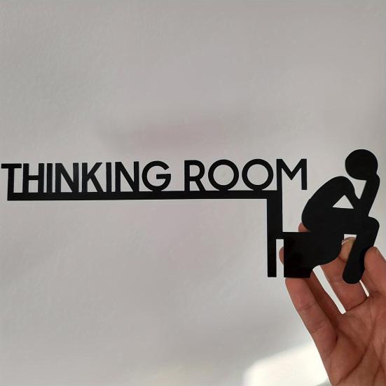 Yousheng Thinking Room Door Sign Funny Bathroom Wall Art Humorous Metal Toilet Door Topper Black Iron Restroom Door Frame Decor