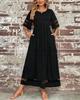 2025 Plus Size Women's Mesh Patchwork Dress with Pockets