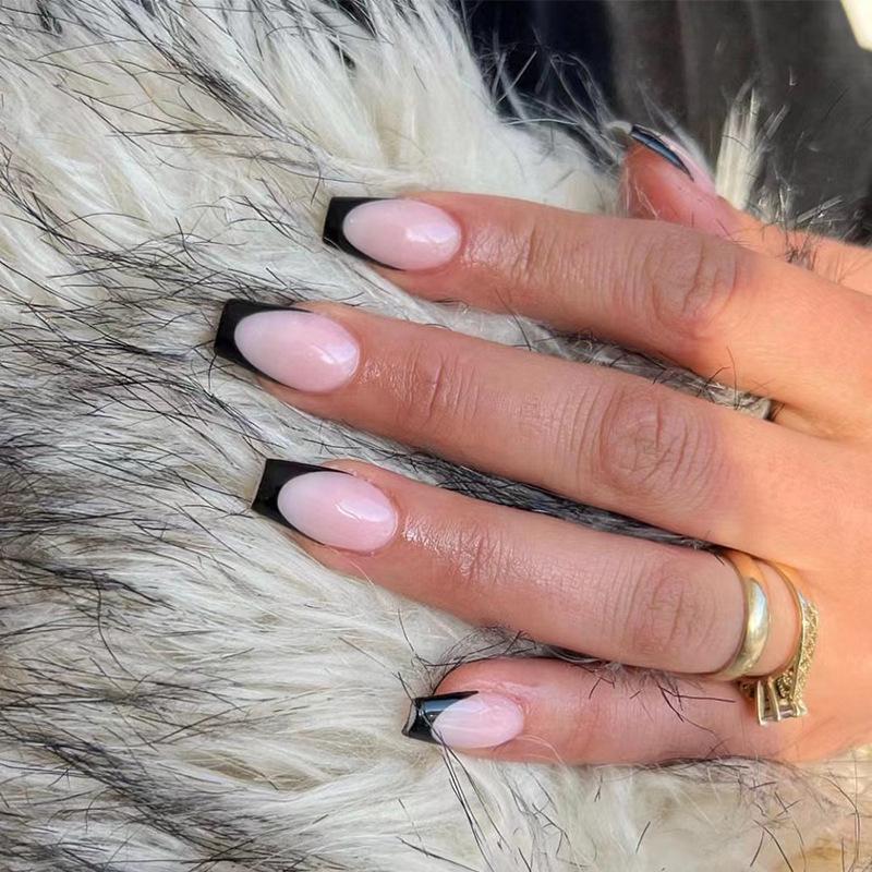 Black Edge French Short Ballet Wearable Nail Tips