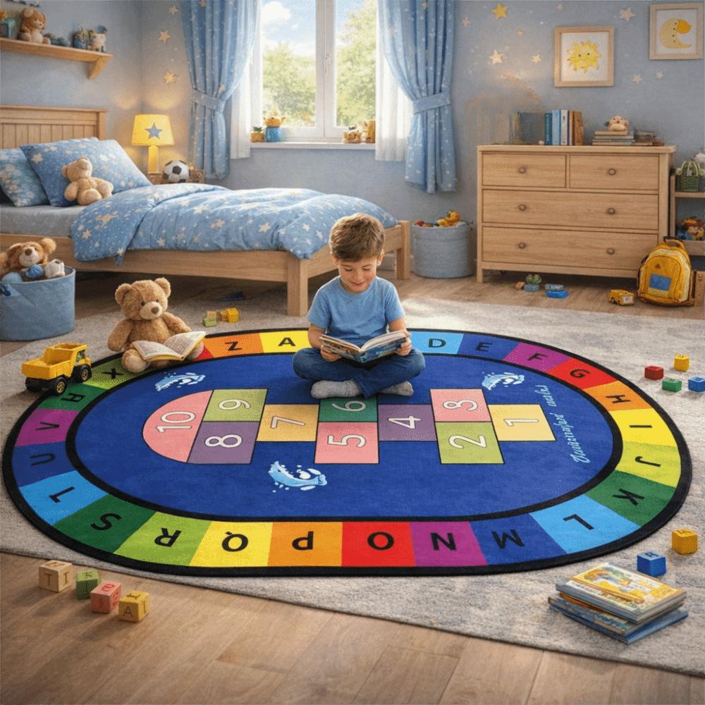 Animal Number Educational Carpet Cartoon Pattern Play Mat Kids Education Hopscotch Carpet  Bedroom