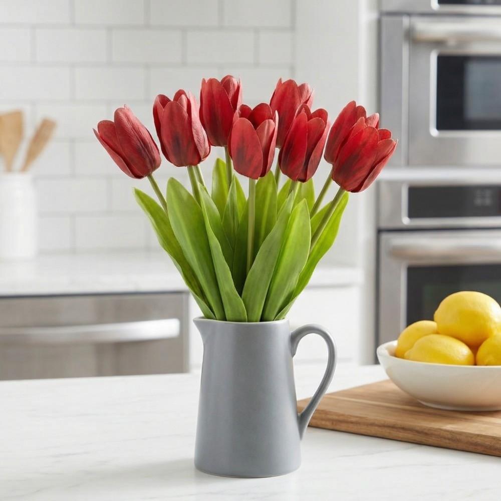 Realistic Simulation Big Tulip Real Touch Faux Tulip Branch Fake Flower  Dining Table