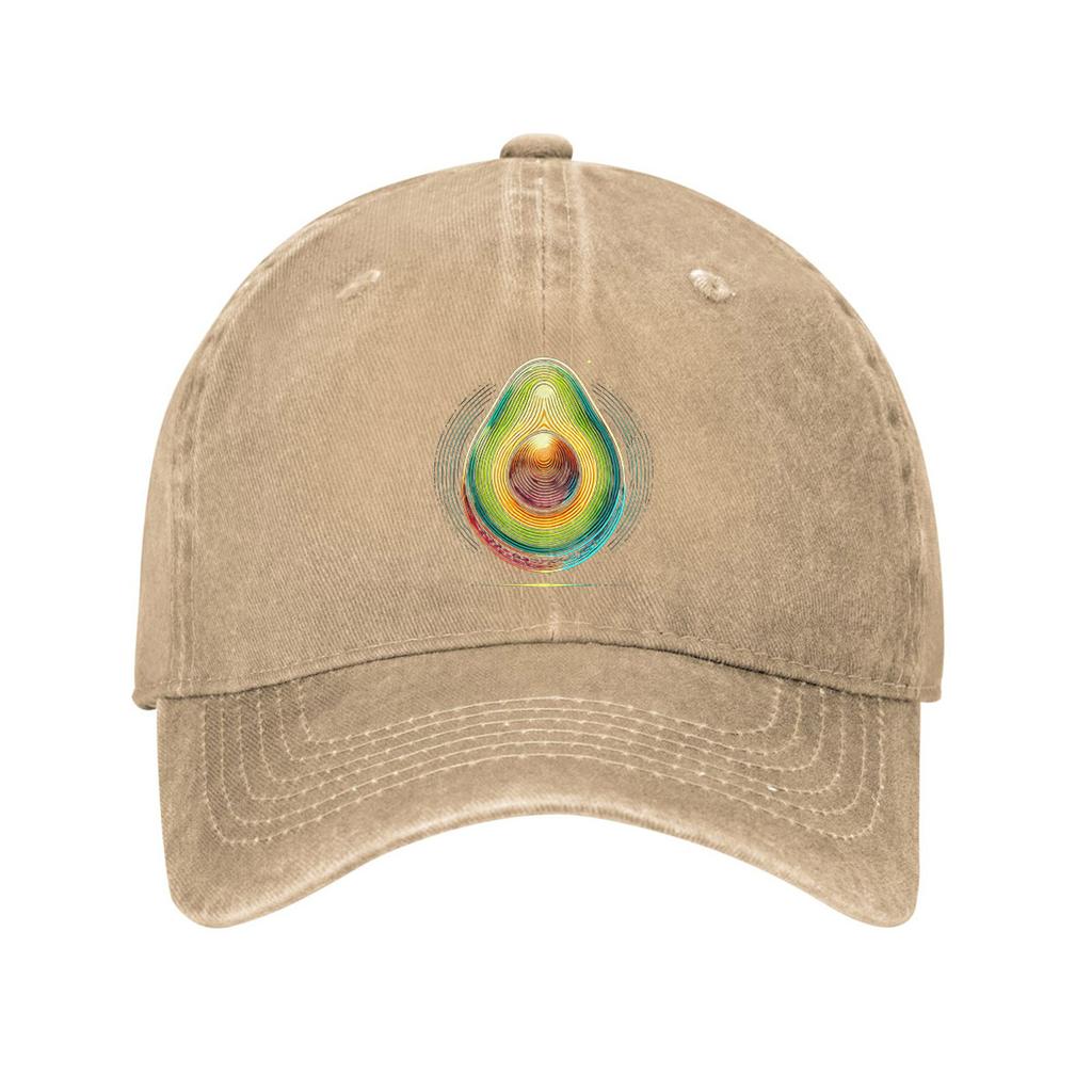 Rainbow Avocado Print Baseball Cap Adjustable Cotton Washed Dad Hat Casual Unisex Adult