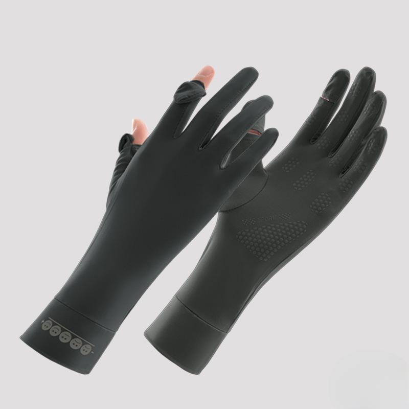 Summer Women's UV Protection Finger Exposed Extended Ice Silk Sleeve Gloves for Driving  Cycling Sports  Takeout  Anti Slip and Sun Protection