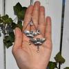 White Crystal Pendant Silver Color Star Tassel Carved Moth Dangle Earrings for Women Gothic Witchcraft Style Aesthetics Jewelry