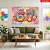 1 Piece 2D Banner | Birthday Party Background, Made of Polyester, Full of Desserts - "I Was 6 Years Old, Now I'm 7 Years Old"