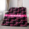 Custom Name Pink Barbie Flannel Blanket Throw Blanket Soft Warm Sofa Bed Home Decor Unique Gift