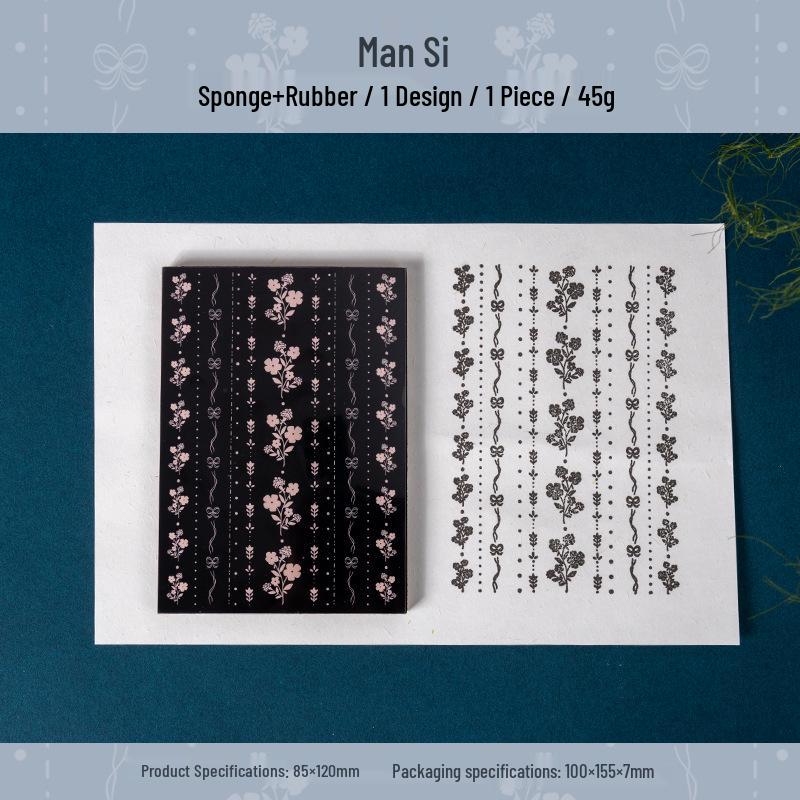 Ketchup Girl Floral Texture Base Sponge Stamp for Journal Decoration