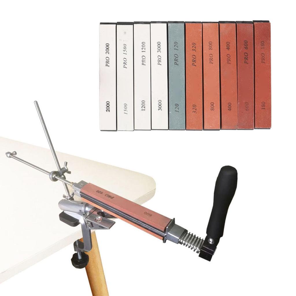 Professional Knife Sharpener Rotating Flip Design Fixed Angle Knife Adjustable Knife Sharpening Kit with 10 Wet Stones for Fine Grinding and Cleaning