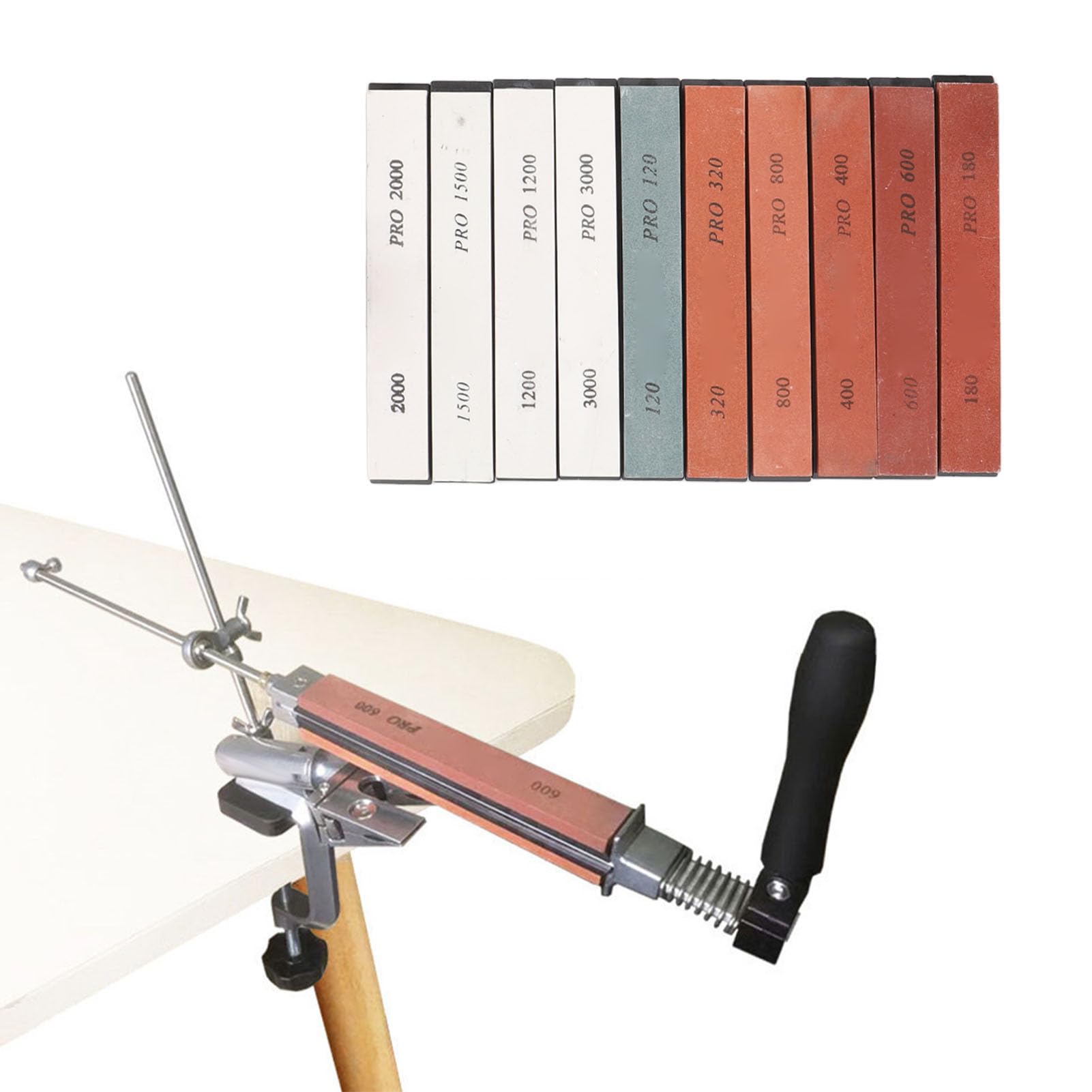 

Professional Knife Sharpener Rotating Flip Design Fixed Angle Knife Adjustable Knife Sharpening Kit with 10 Wet Stones for Fine Grinding and Cleaning