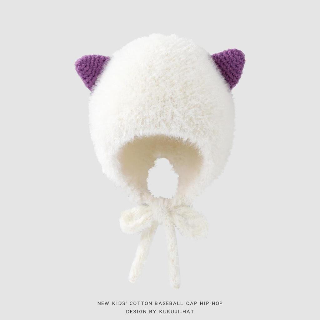 Unisex Baby Plush Ear Protection Hat - Warm, Windproof Autumn/Winter Pullover