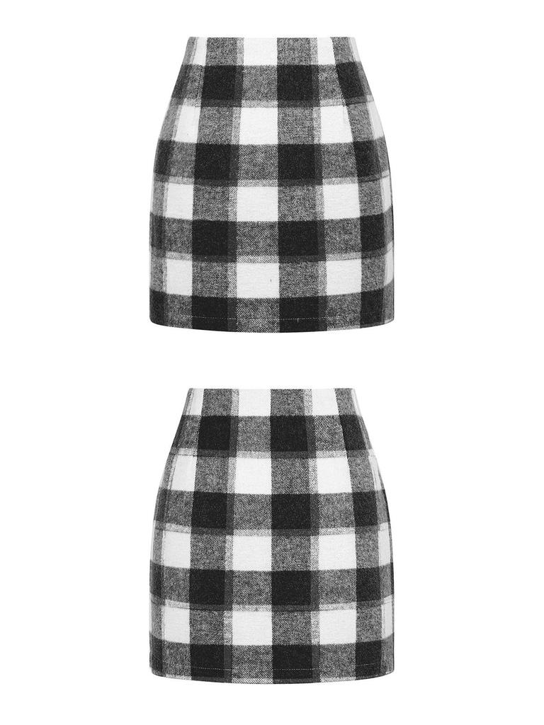 2025 Women's High-Waisted Plaid Bodycon Pencil Mini Skirt