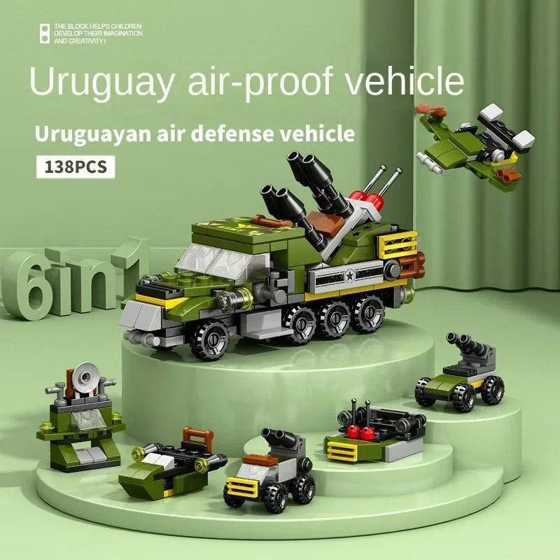 6 IN 1 City Engineering Car Police Truck Mech Dinosaur Building Blocks Tank Helicopter Bricks Fire Fighting Set Toys for Children