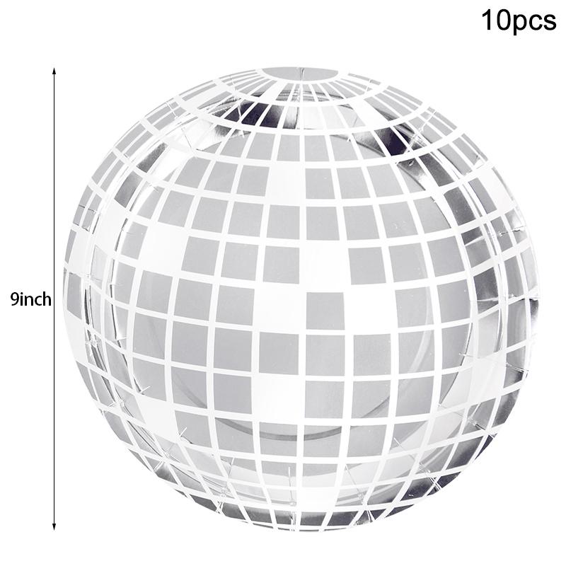 Disco Theme Party Disposable Tableware Set Silver Disco Ball Plates Napkins Cups 70s Birthday Party Decoration Wedding Supplies