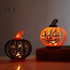Lightweight Plastic Pumpkin Halloween Lantern, LED Light Up Hollow Ornament, Battery Operated Indoor Decorations Statue with Warm for Outdoor
