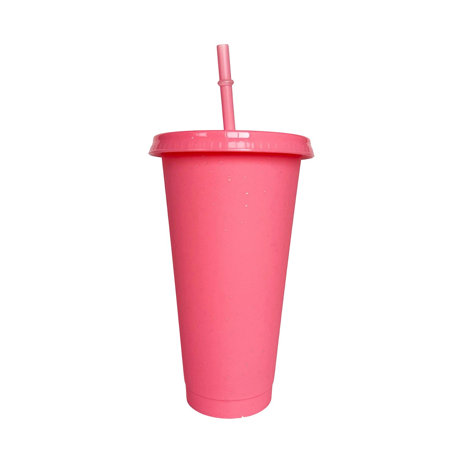 

Large Capacity 710ml Plastic Straw Cup Colorful Glitter Cup PP Material Single Layer Milk Tea Cold Drink Cup One Size розовый