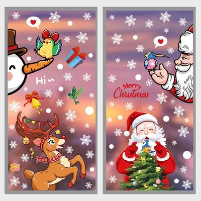 2025 Abnehmbarer statischer Weihnachts-PVC-Aufkleber Weihnachtsmann Elch Fensteraufkleber Verschönern Schneeflocke Wandtattoos Neujahrsparty Glaspaste