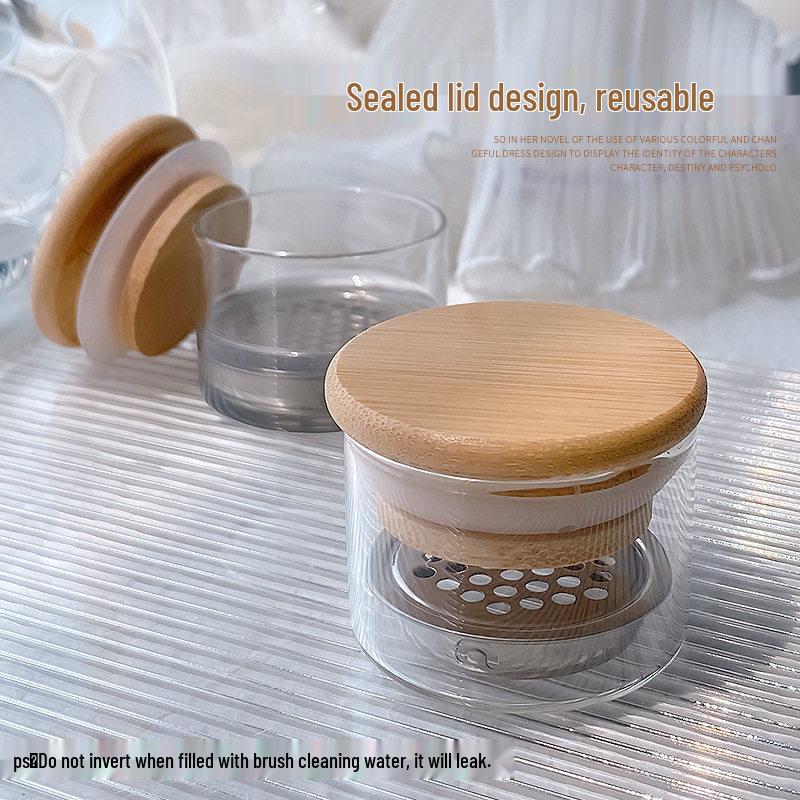 Nail Art Brush Cleaner Cup with Lid & Stainless Mesh Separator
