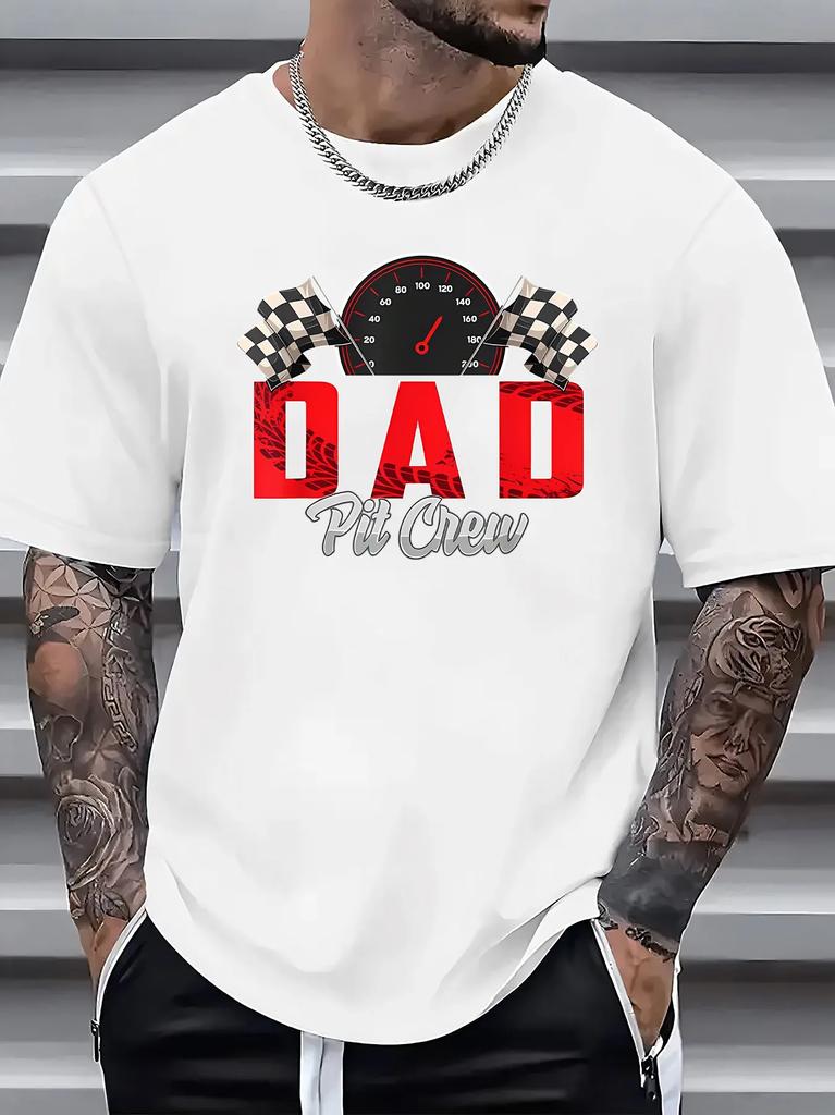 New Unisexs Retro Racing Dad Pit Crew Tshirt Cotton Fathers Day Gift Casual Streetwear 2026 Summer New Fashion Unisexs Tshirt