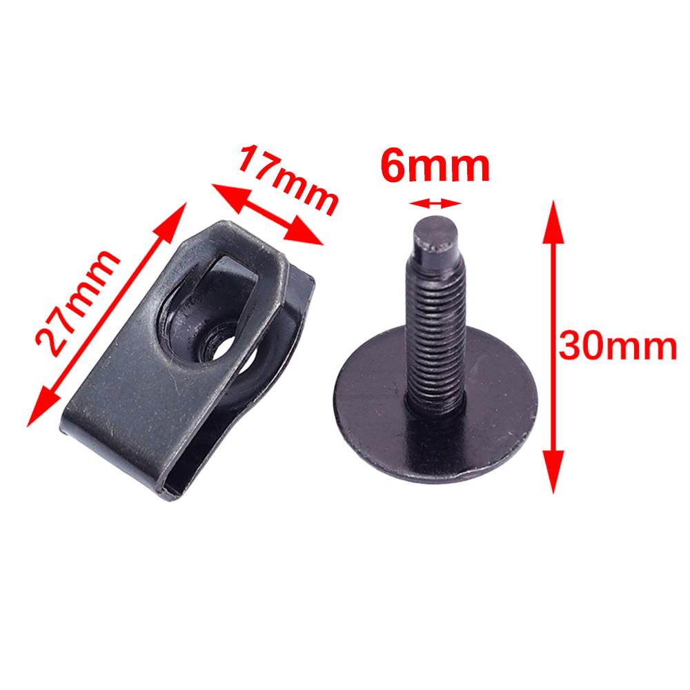 Car Bumper Screws M6 Hex Head Bolt U-shaped Clamp Kit Auto Under Cover Engine Splash Shield Fender Liner Retainer Fastener Clip 10pcs(5set)