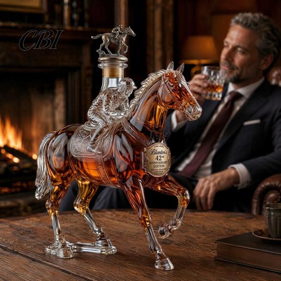 High Borosilicate Glass Decanter Whiskey Decanter, Horse Shape, Wine Bottle, Durable Conversation Starter Preserves Aroma And Flavor Container,