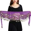 Belly Dance Hip Scarf Women Waist Scarf Belly Dance Skirt with 98 Golden Coins Knot Tying Hip Wrap for Dance Training Performance Beach Wear