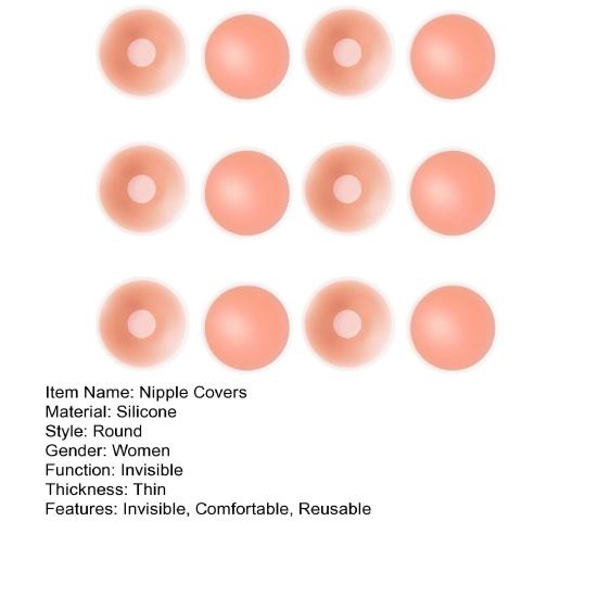 6 Pairs Silicone Nipple Covers for Women Reusable Sticky Adhesive Nipple Pasties Round Invisible No Show