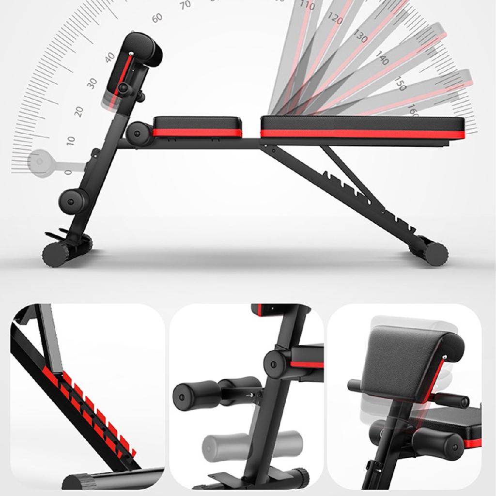Household Indoor Fitness Equipment Workout Gym Exercise Training Tool Dumbbell Bench Sit Up Stool Fitness Black+Red