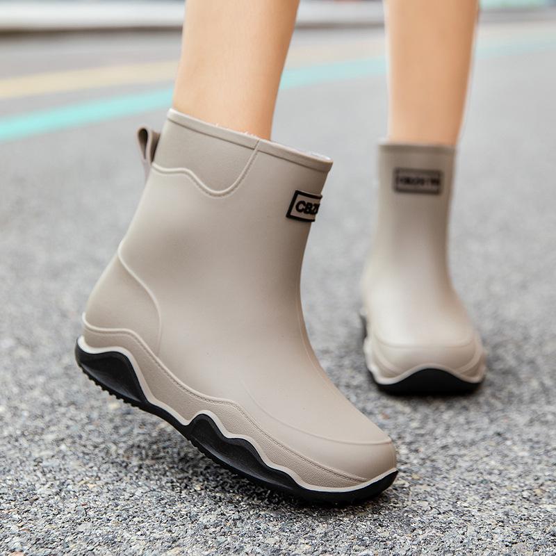 2025 Unisex Wasserdichte Samtgefütterte Mittelhohe Gummistiefel - Warme, Rutschfeste Gummischuhe für Draußen