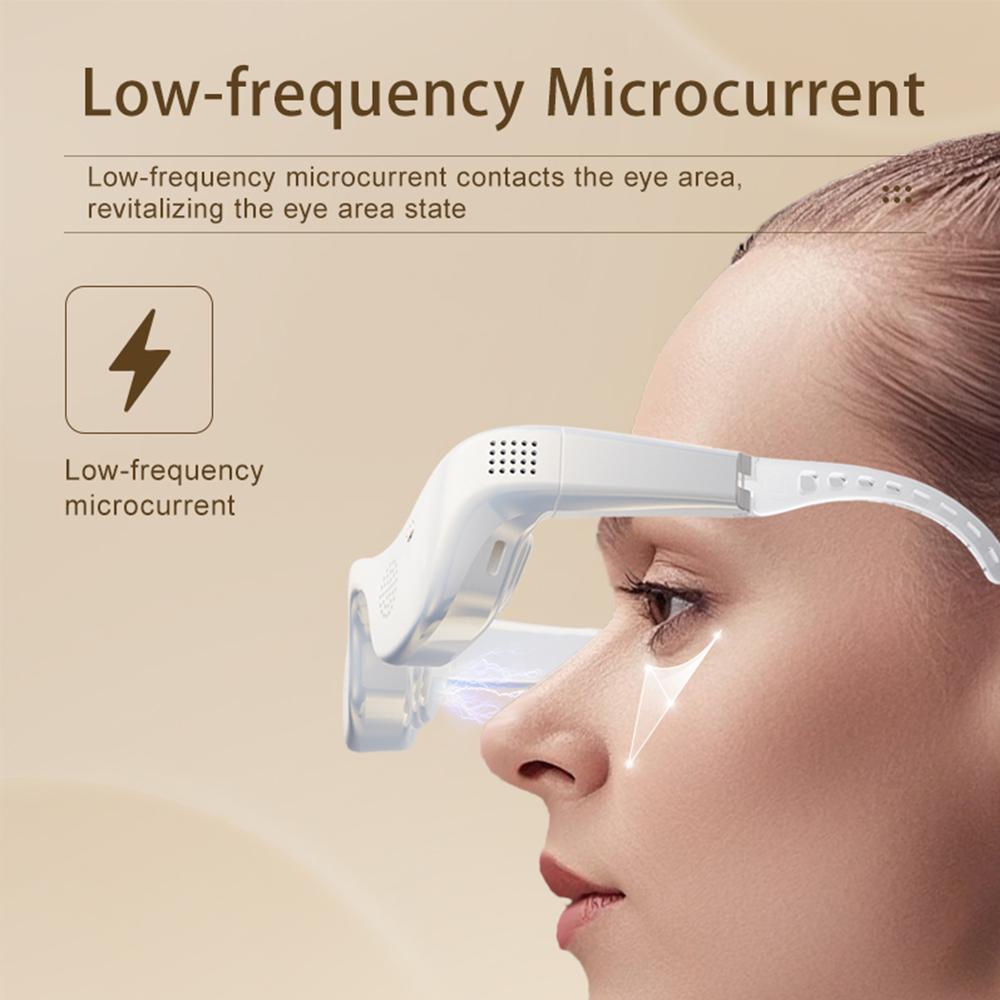Eye Red Light Therapy Device Cold Hot Compress Glasses Microcurrent Eye Massager 7 Color Light Eye Mask for Eye Bags Wrinkles