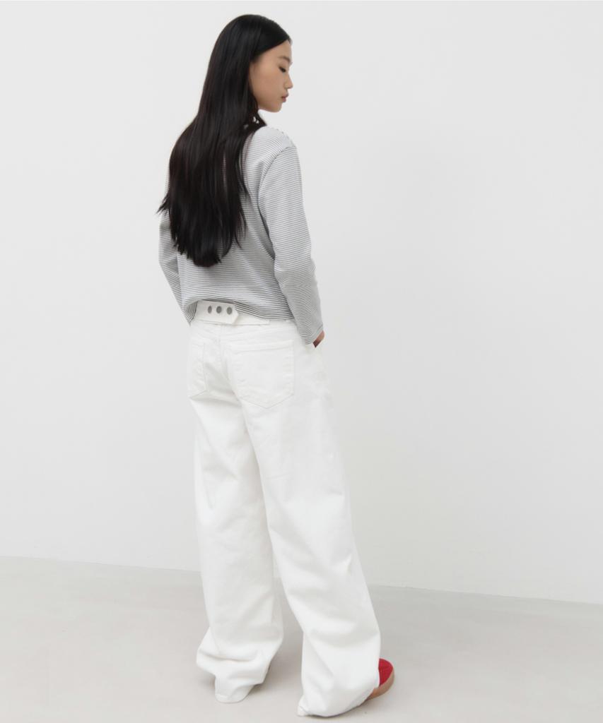 GBH APPAREL Wide Cinch-Back Jean / White