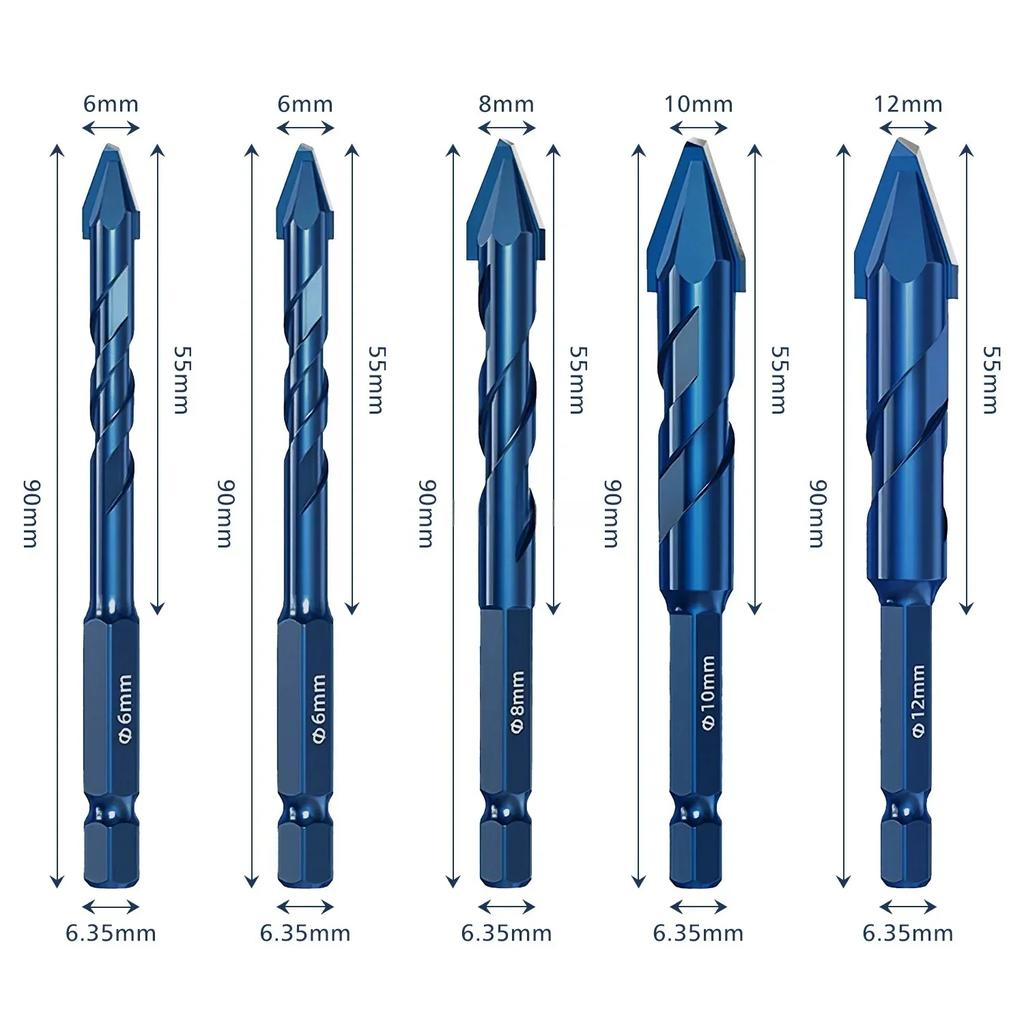 Tile Bits High Hardness Eccentric Drill Precision Drilling 6/8/10/12mm Glass Tile Ceramic Punching Rock Slab Triangle Drill Bits