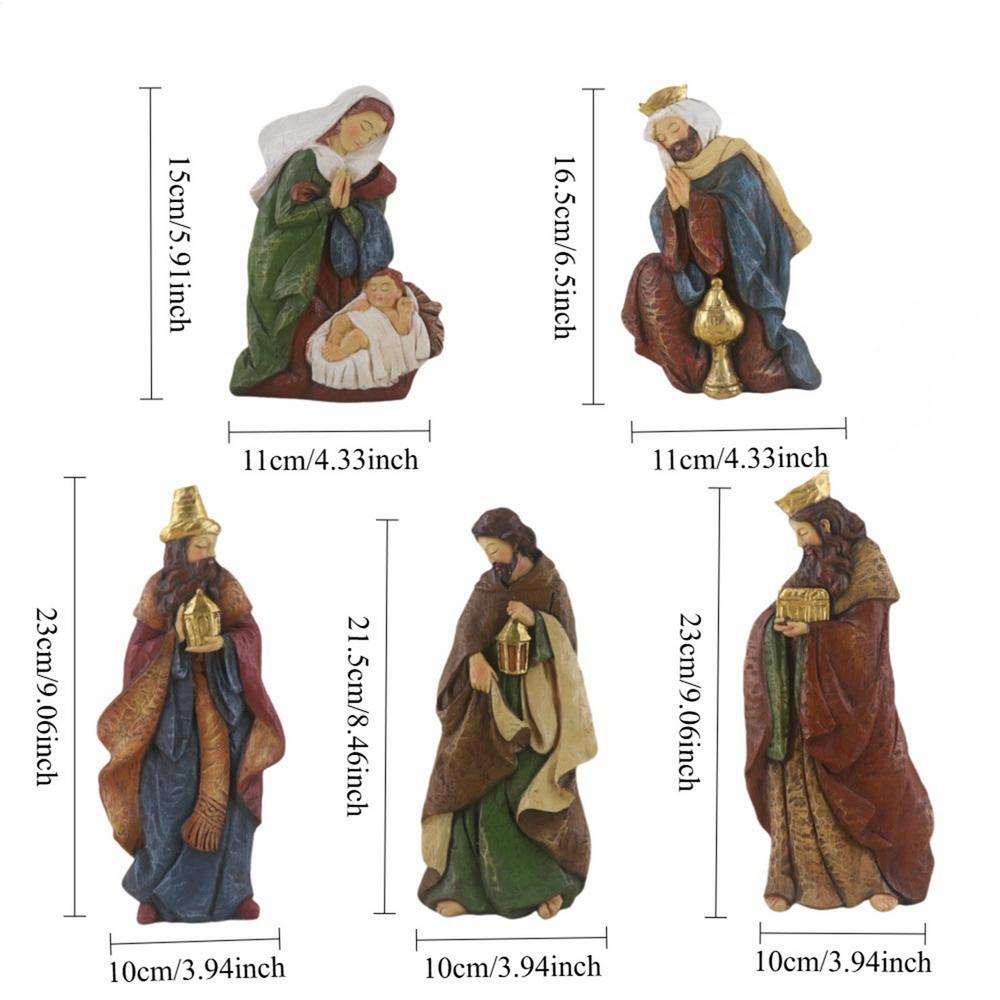 

Nativity Scene Statue Resin Classic Religious Christmas Nativity Scene Ministures for Mother Children Adults Friends Porch