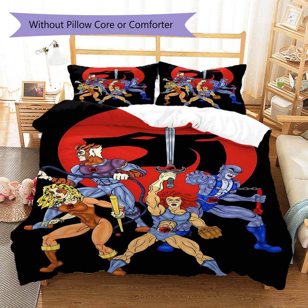 Thundercats Vzor Povlečení Sada Prošívaných Dek Quilt Cover Povlak na Polštář Domácí Dekorace Dárek (1 * povlak na peřinu + 2 * povlak na polštář, bez jádra)