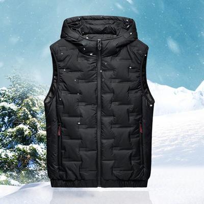 Mannen Herfst Winter Verdikte Vest Met Capuchon Mouwloze Zakken Ritssluiting Vest Jas Donsvest Uitloper Streetwear
