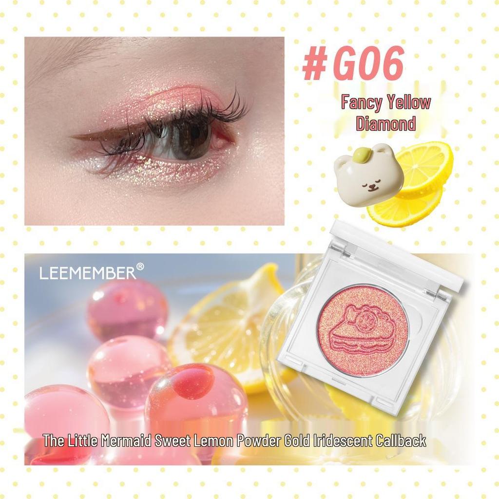 Lychee Meng Bear Dreamcore Lemon Hard Candy Shimmer Eyeshadow and Multi-Use Highlighter.