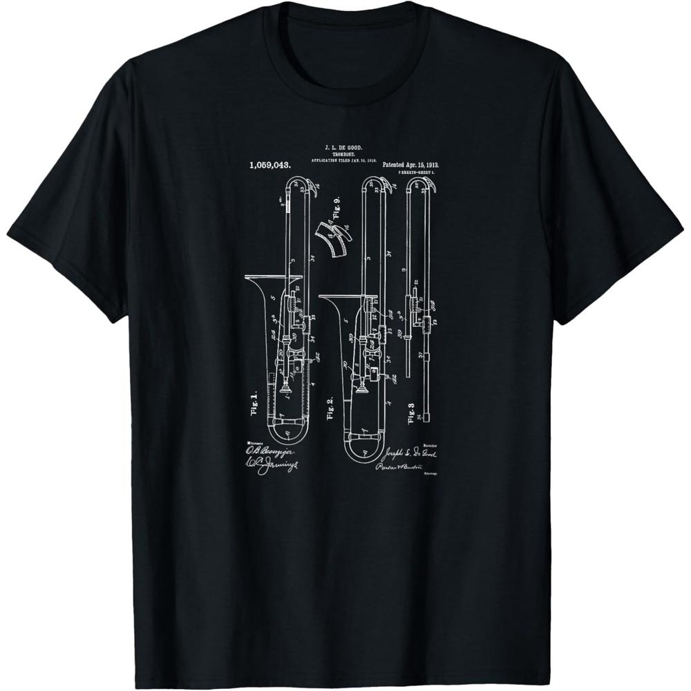 Vintage Patent Drawing 1913 Trombone Player Gift T-Shirt T-Shirt XXL чёрный