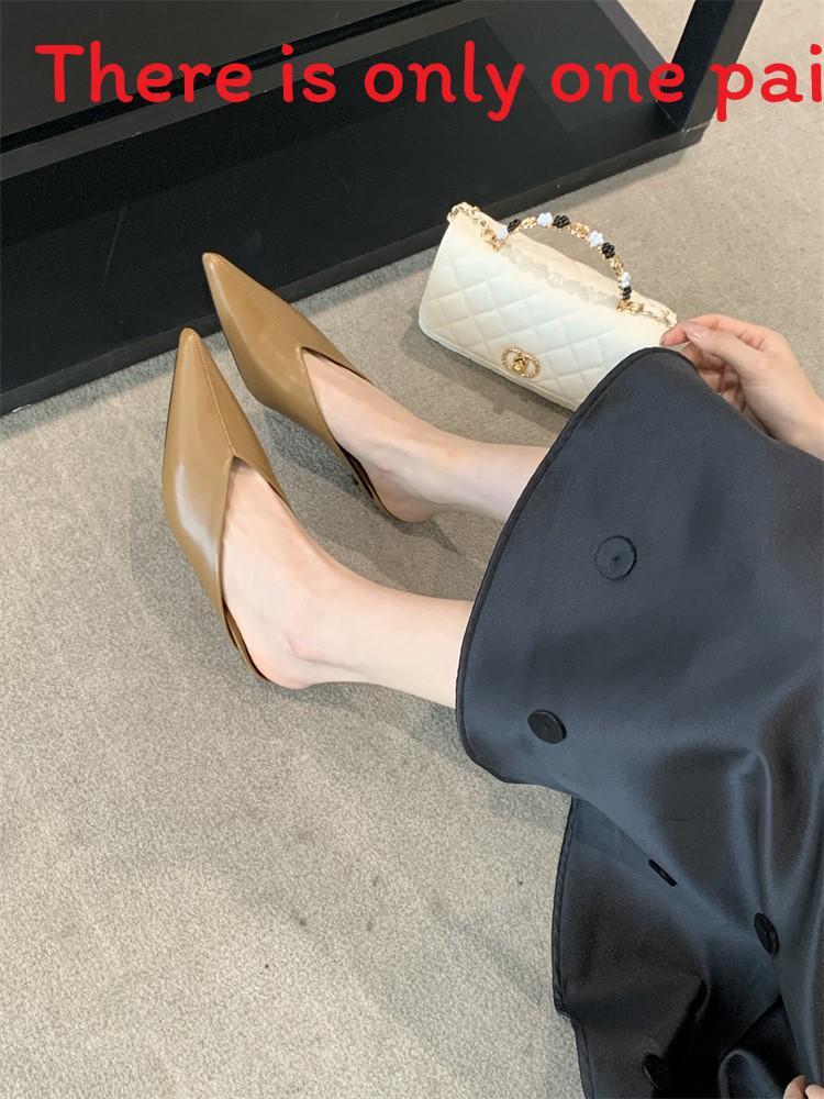 Pu Material Womens Elegant Pointed Toe Mid Heels For Office And Casual Outings