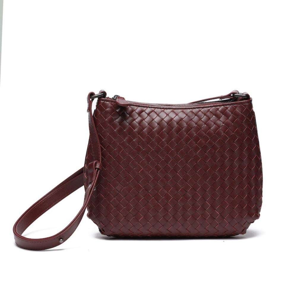 Trendige neue gewebte Damenhandtasche erste Schicht Lammleder handgefertigt Mode Umhängetasche Diagonal über den Körper tragbar Zweizwecktasche Damen vielseitige Crossbody-Tasche