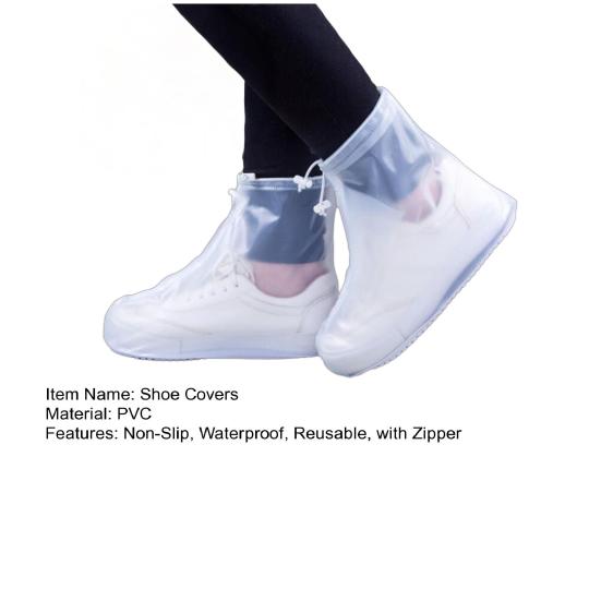 Waterproof Reusable Shoe Covers Non-Slip Rain Shoe Covers Shoe Protectors with Zipper And Drawstring for Men Women Rain Snow Mud Protection