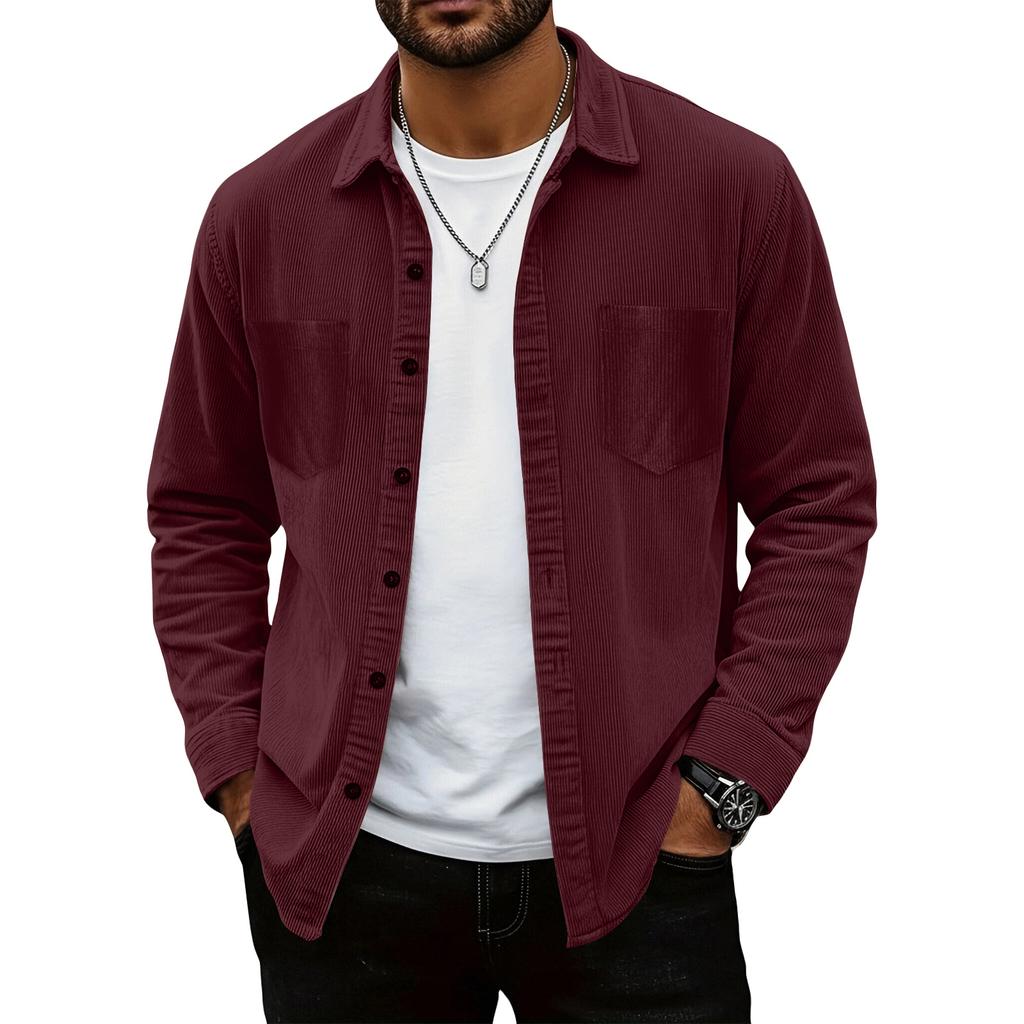 Herren Farbiges Hemd Langarm Herren Lässiger Modetrend Mit Tasche Hemdjacke