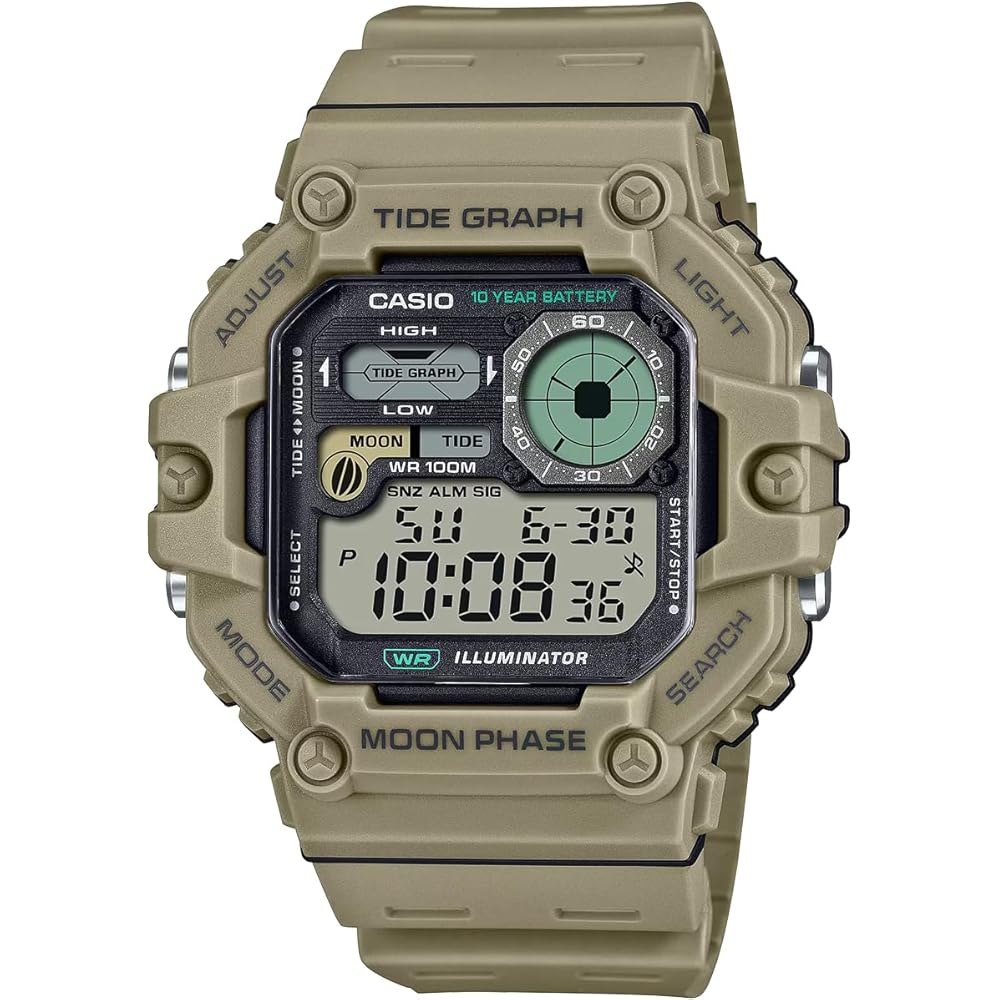 [Casio] CASIO Men s Digital Watch with Tide Graph & Moon Phase Display WS-1700H-5AV Khaki Beige I...
