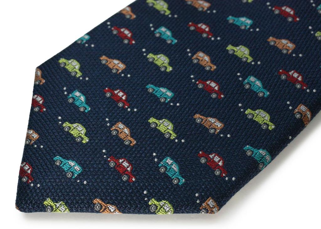 [SIMON CARTER] Simon Carter Colorful Car Silk Tie (Navy)