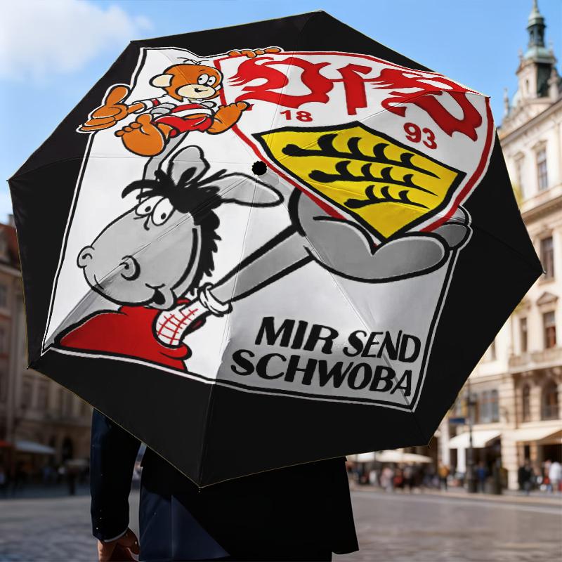 VfB Stuttgart Celebration Umbrella Folding Umbrella, Automatic Umbrella 8-Frame for Travel, Camping Use Gift for Halloween Christmas