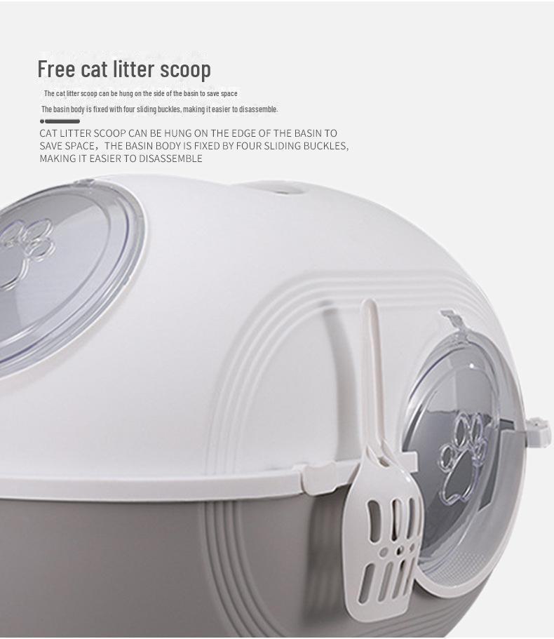 Carver Fully Enclosed Top-Entry Space Capsule Cat Litter Box - Splash-Proof, Extra-Large 