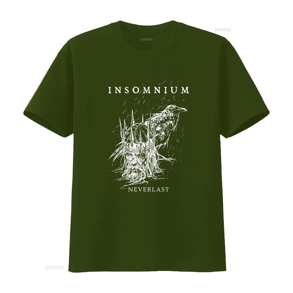 INSOMNIUM Neverlast T-Shirt Gotisches Krähenkrone Design für vintage gewaschene Mode Bequem Weich Vielseitig Dehnbares Grafikdesign