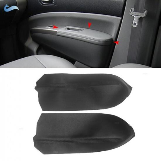 Pair BLACK Leather Front Door Panel Armrest Cover For Toyota Prius 2004-2009