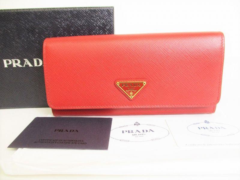 

Автентичний довгий гаманець PRADA Red Saffiano Rose Leather Flap #8737 Refurbished