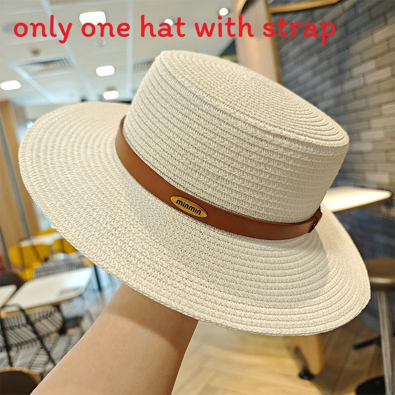 Summer Wide Brim Straw Hat With Embroidered Details For Beach And Sun Protection
