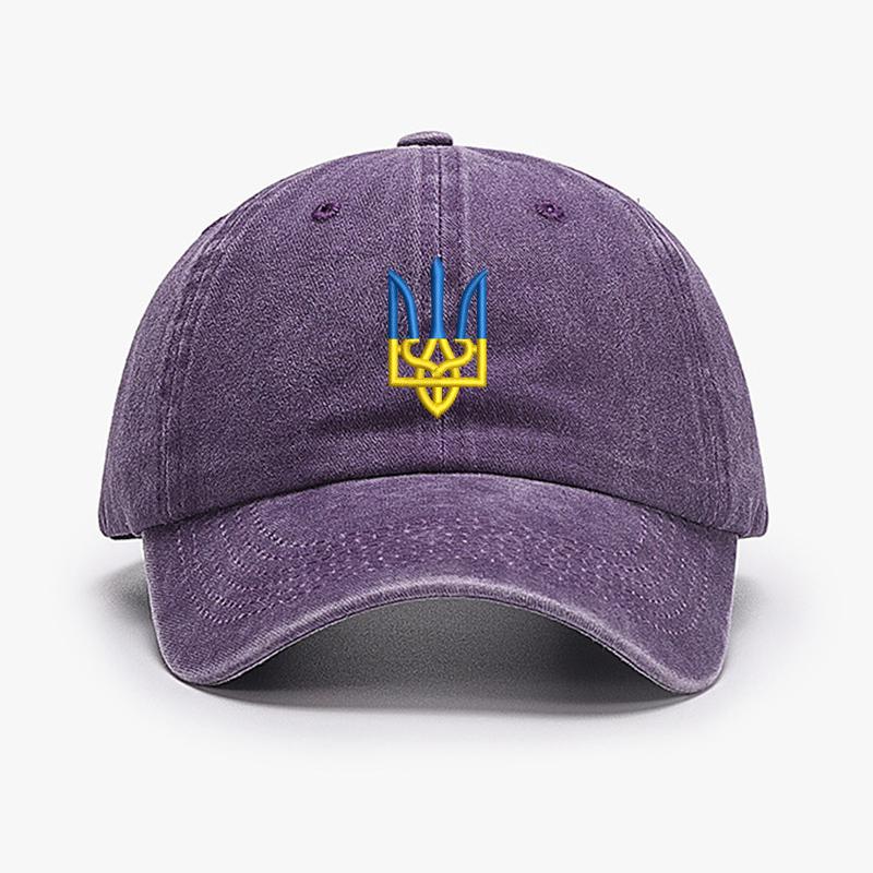 Embroidery Ukraine Trident Symbol Cotton Washed Fashion Sports Baseball Cap Adjstable Hip Hop Urban Street Style Dad Hat Visor Protection Snapback